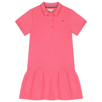 Girls Pink Logo Polo Dress