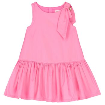 Girls Pink Bow Dress