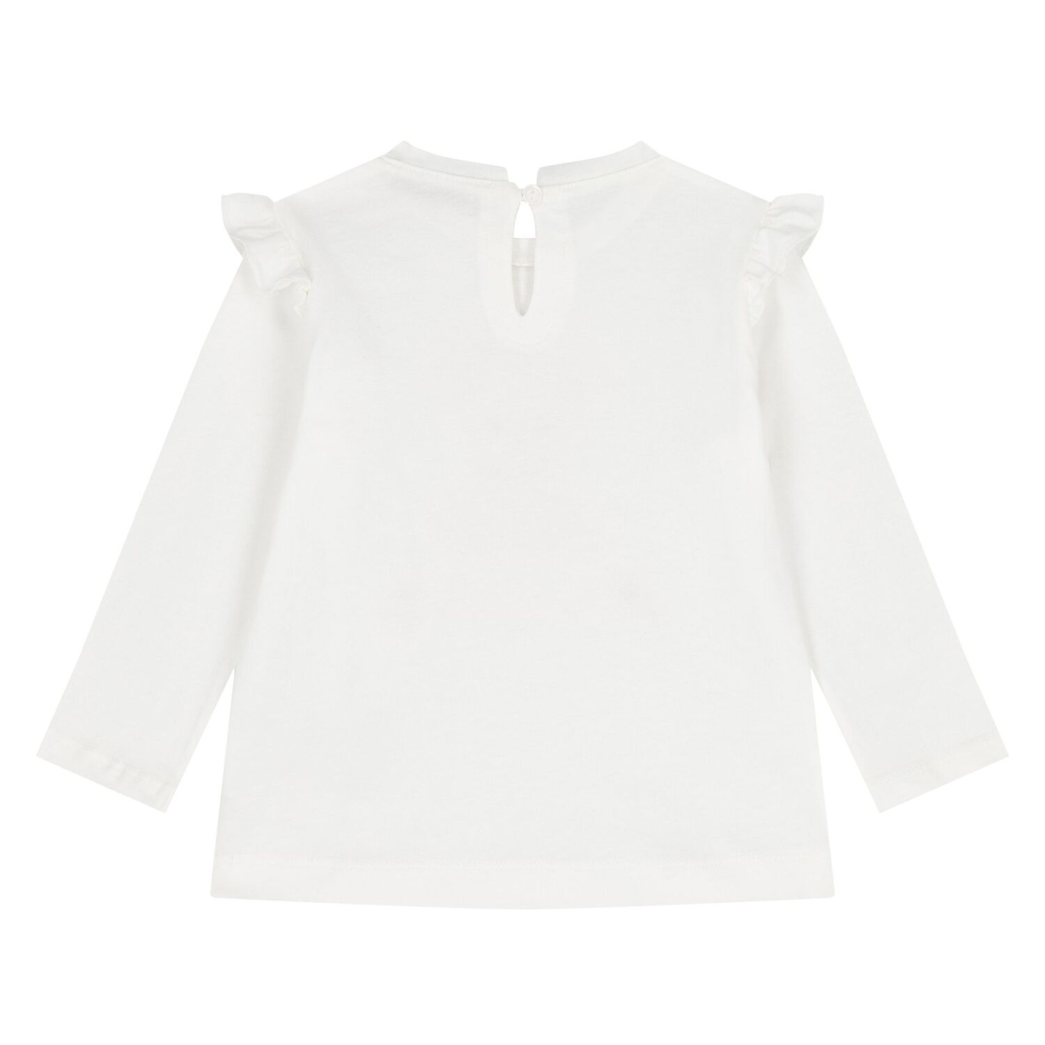 Younger Girls Ivory Long Sleeve Top, 1, hi-res