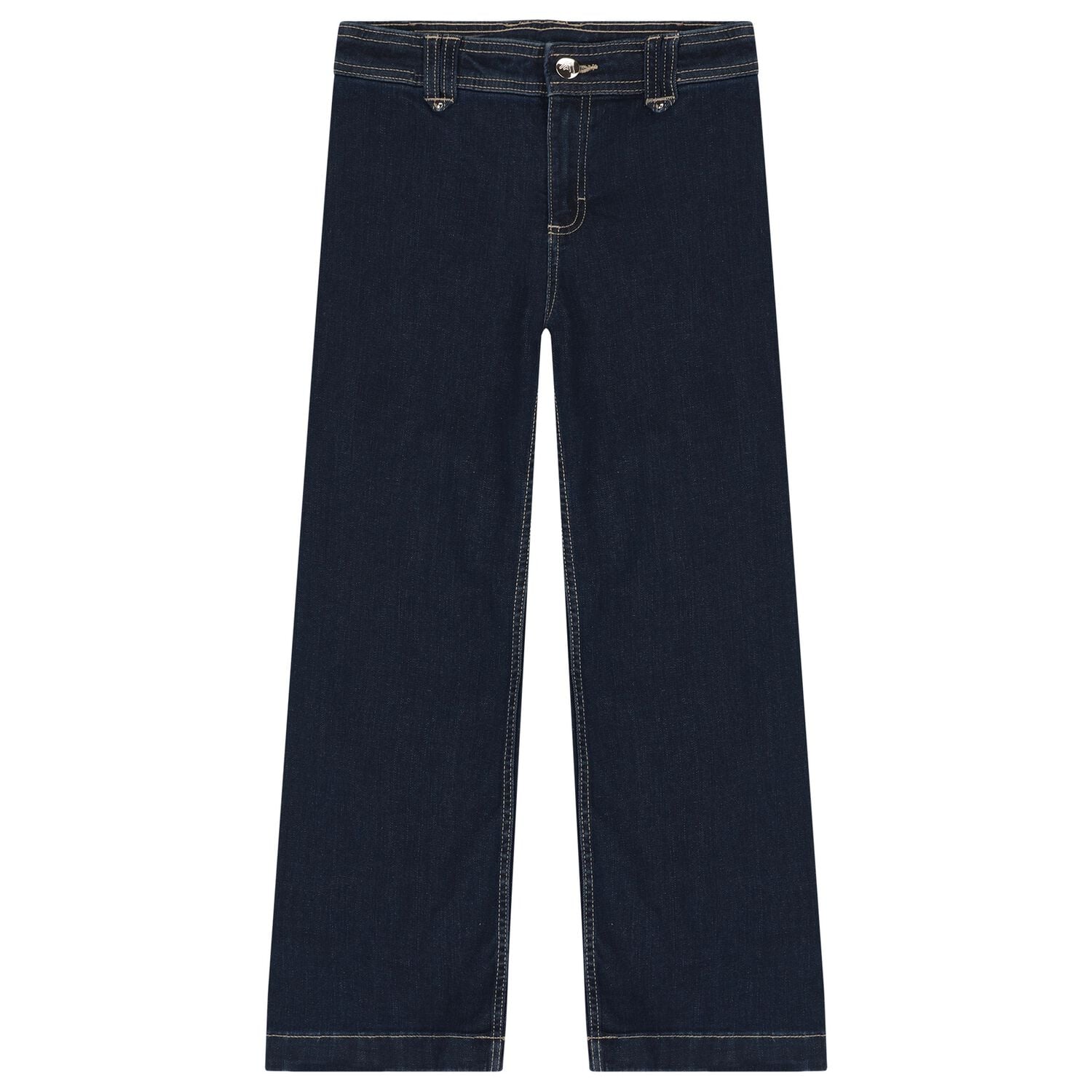 Girls Navy Blue Denim Jeans, 1, hi-res