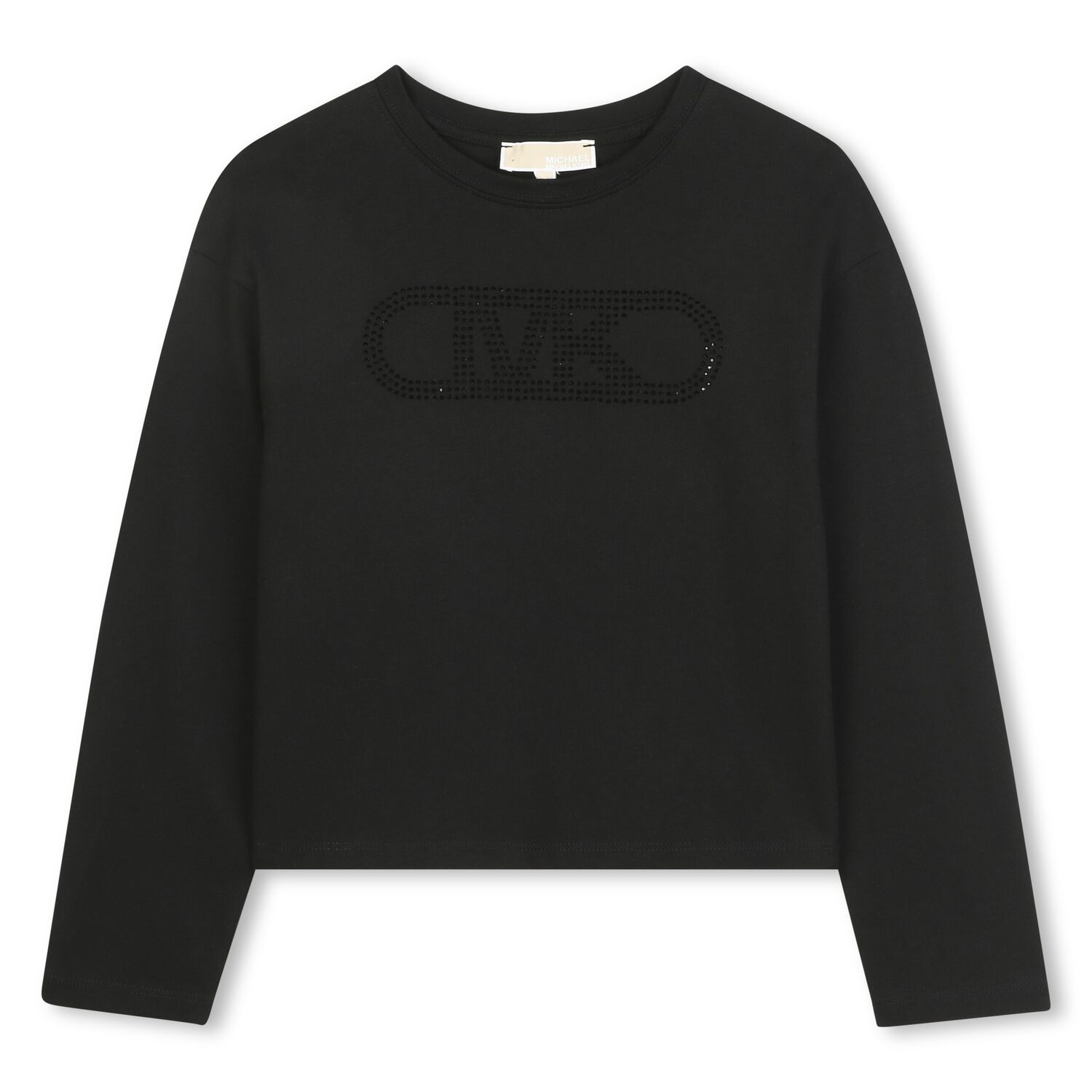 Girls Black Logo Long Sleeve Top, 1, hi-res
