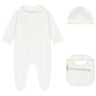 White & Beige Logo Babygrow Gift Set, 1, hi-res