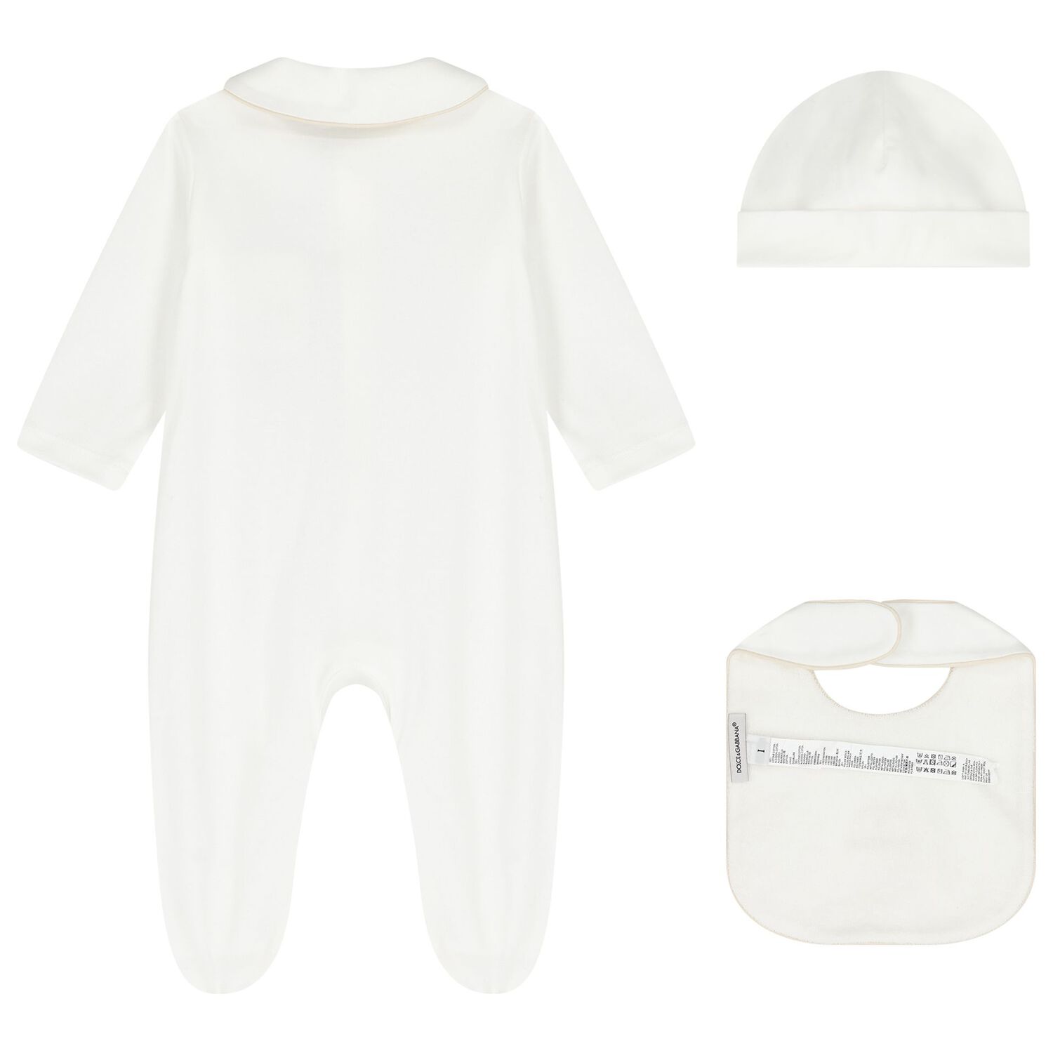 White & Beige Logo Babygrow Gift Set, 1, hi-res