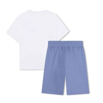 Boys White & Blue Logo Shorts Set