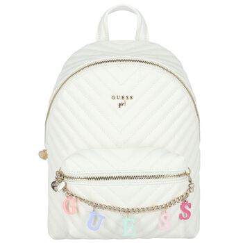 Girls White Logo Backpack