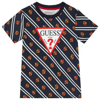 Guess Boys Navy Blue Logo T-Shirt, 4 Boys Navy Blue Logo T-Shirt