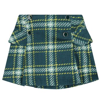 Girls Green Plaid Skirt
