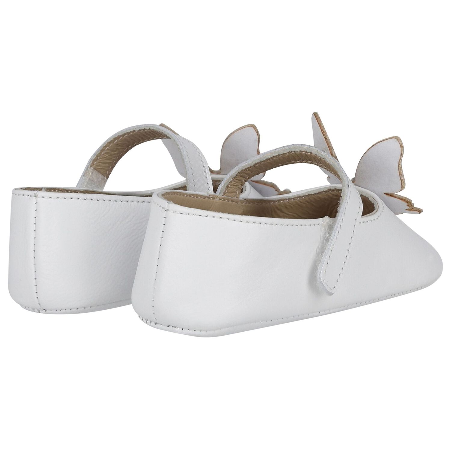 Baby Girls White Embellished Butterfly Shoes, 1, hi-res