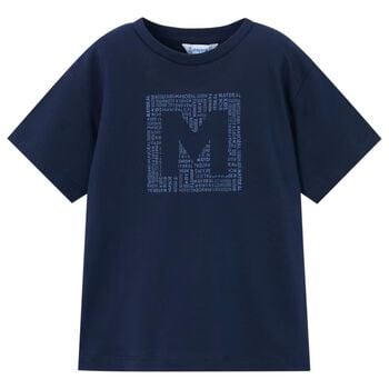 Boys Navy Blue Logo T-Shirt