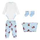 Baby Boys Blue & White Teddy Bear Logo Bodysuit Set, 2, hi-res