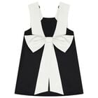Girls Black & White Bow Dress, 1, hi-res