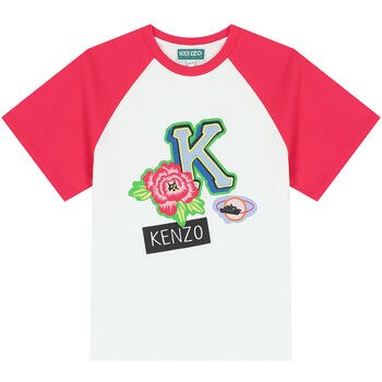 Girls White & Pink Logo T-Shirt