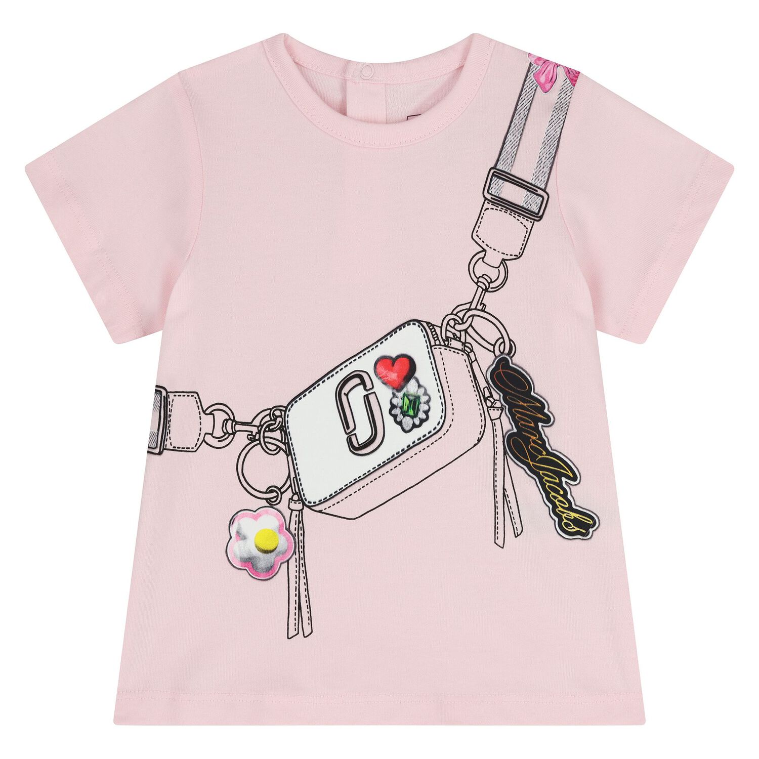 Younger Girls Pink & White Bag Shorts Set, 1, hi-res