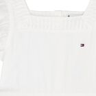 Girls White Logo Broderie Anglaise Dress, 1, hi-res