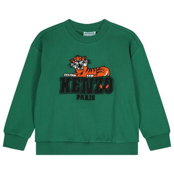 Boys Green Tiger Logo Sweatshirt