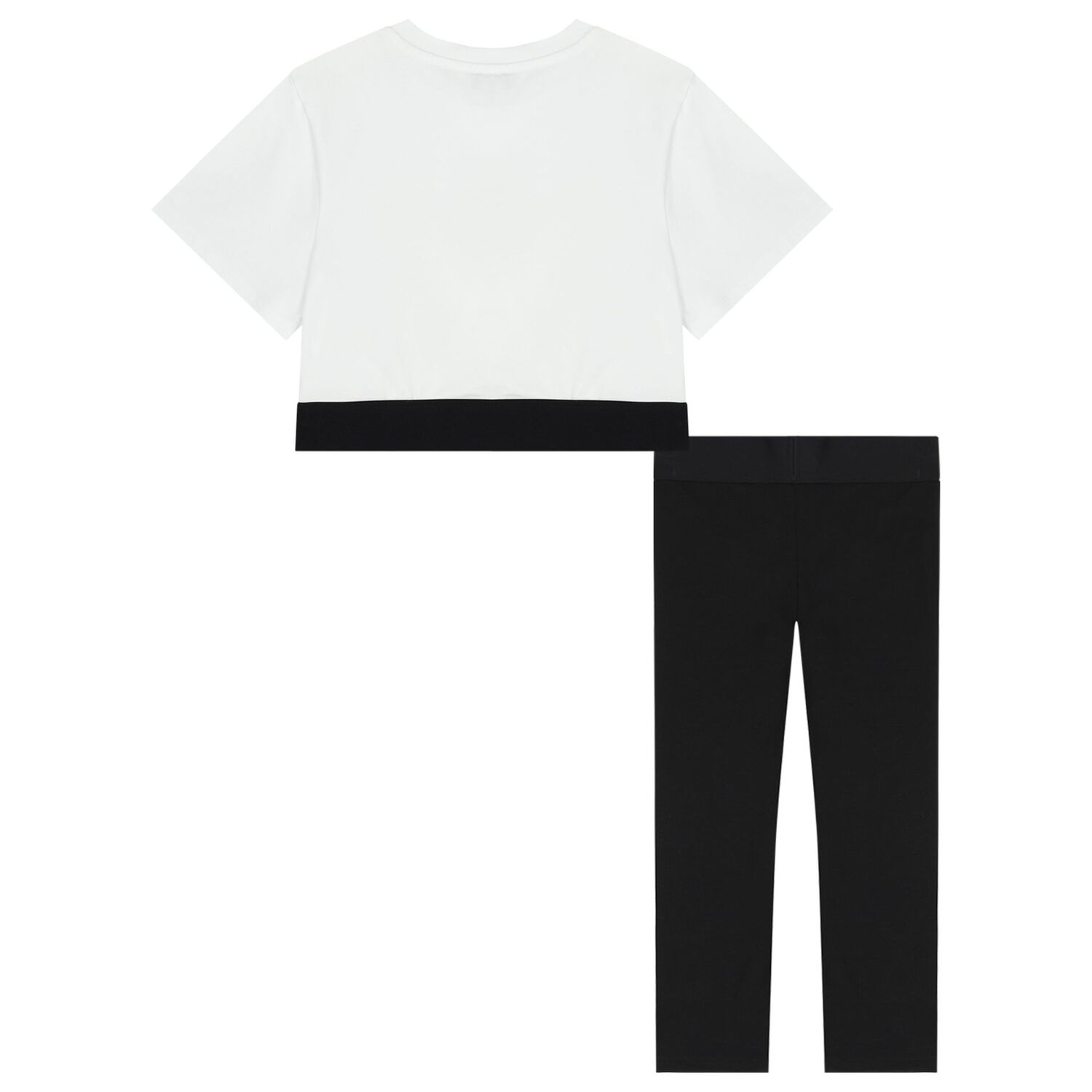 Girls White & Black Logo Leggings Set, 1, hi-res