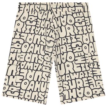 Boys Ivory & Black Cargo Style Shorts