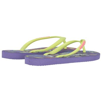 Girls Purple Disney Logo Flip Flops