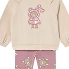 Younger Girls Beige & Pink Teddy Bear Leggings Set, 1, hi-res