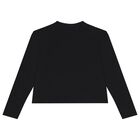 Girls Black Logo Long Sleeve Top, 2, hi-res