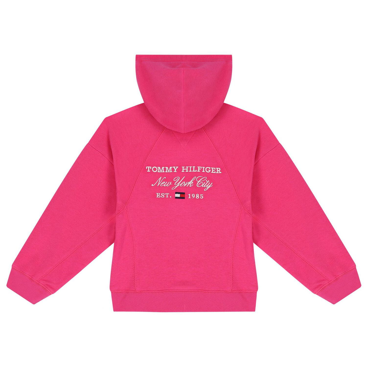 Girls Pink Logo Hooded Zip Up Top, 1, hi-res