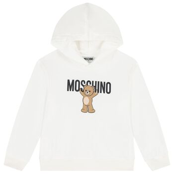 White Teddy Bear Logo Hooded Top
