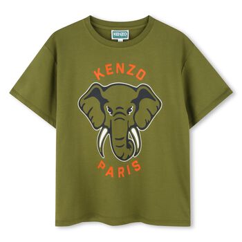 Boys Green Elephant Logo T-Shirt