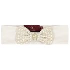 Baby Girls Ivory Bow Logo Headband, 1, hi-res