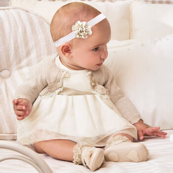 Baby Girls Ivory Glitter Tulle Dress Set