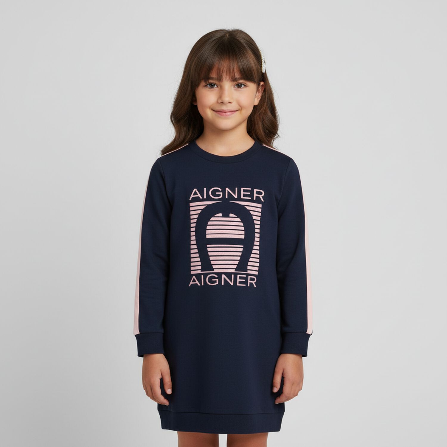 Girls Navy Logo Dress, 1, hi-res image number null