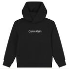 Boys Black Logo Hooded Top, 1, hi-res