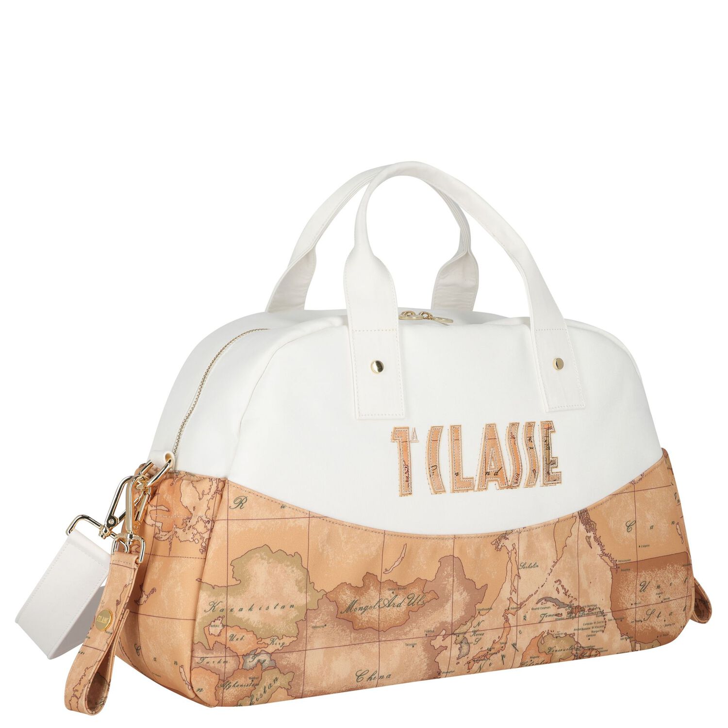 White & Beige Geo Map Baby Changing Bag , 1, hi-res