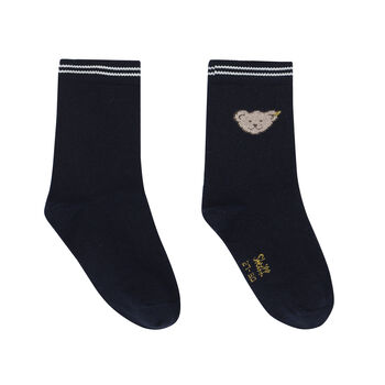 Boys Navy Teddy Bear Socks