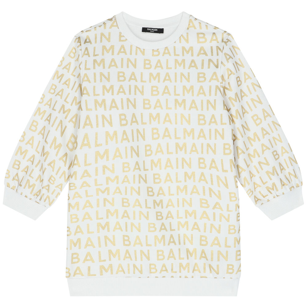 Balmain Girls Black Logo TShirt Dress Junior Couture