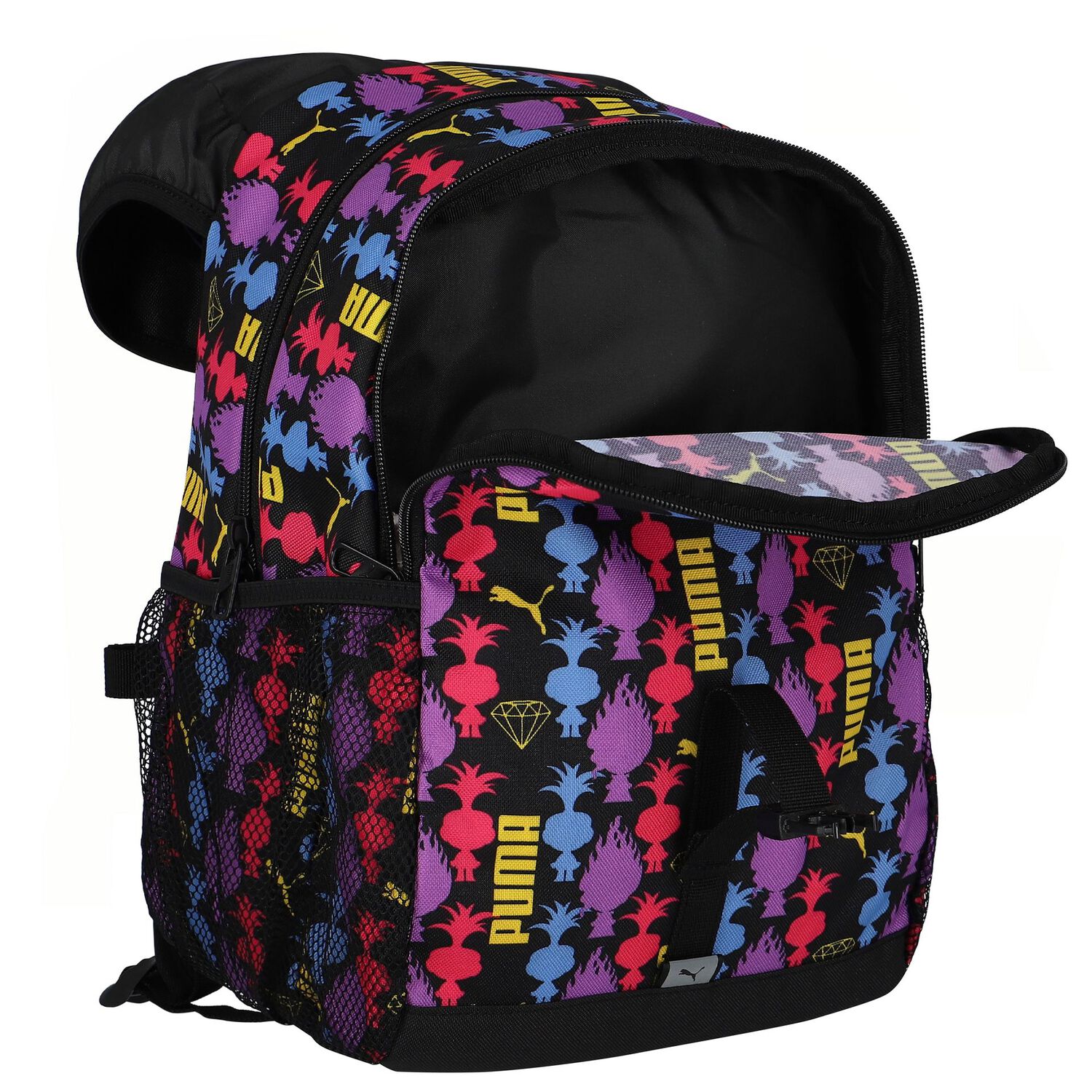 Girls Black Trolls Logo Backpack, 1, hi-res