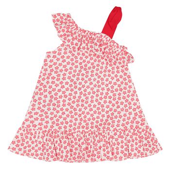 Younger Girls White & Red Star Dress