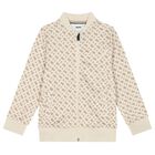 Boys Beige Logo Zip Up Top, 1, hi-res