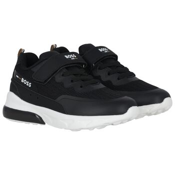 Boys Black Logo Trainers