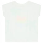 Girls White Glittery Beaded Logo T-Shirt, 1, hi-res
