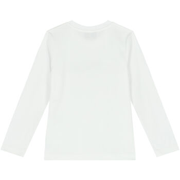 White Teddy Bear Logo Long Sleeve Top