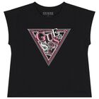 Girls Black Logo T-Shirt, 4, hi-res