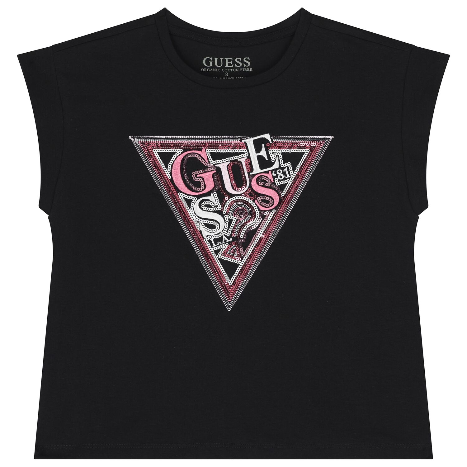 Girls Black Logo T-Shirt, 4, hi-res