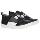 Boys Black Logo Trainers, 1, hi-res