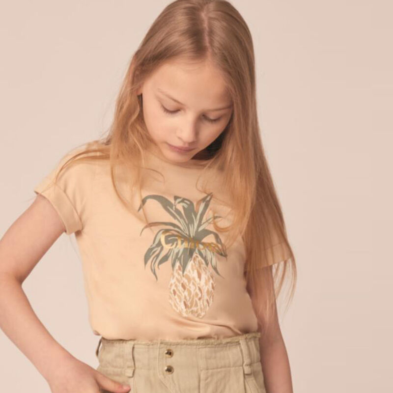 Girls Beige Pineapple T-Shirt, 1, hi-res image number null