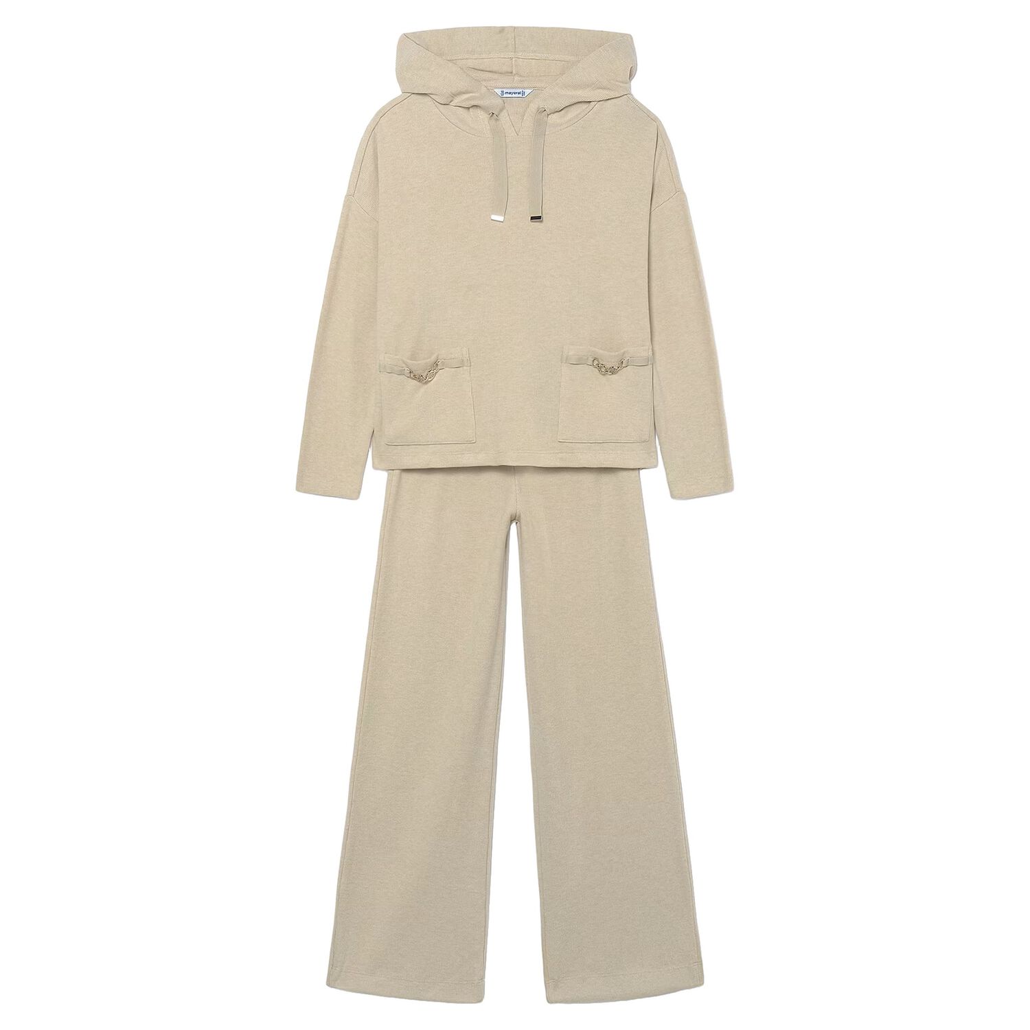 Girls Beige Trousers Set, 1, hi-res