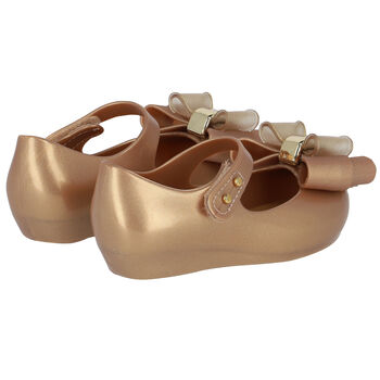 Younger Girls Gold Bow Jelly Shoes