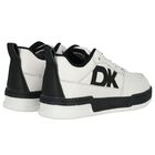 White & Black Leather Logo Trainers, 1, hi-res