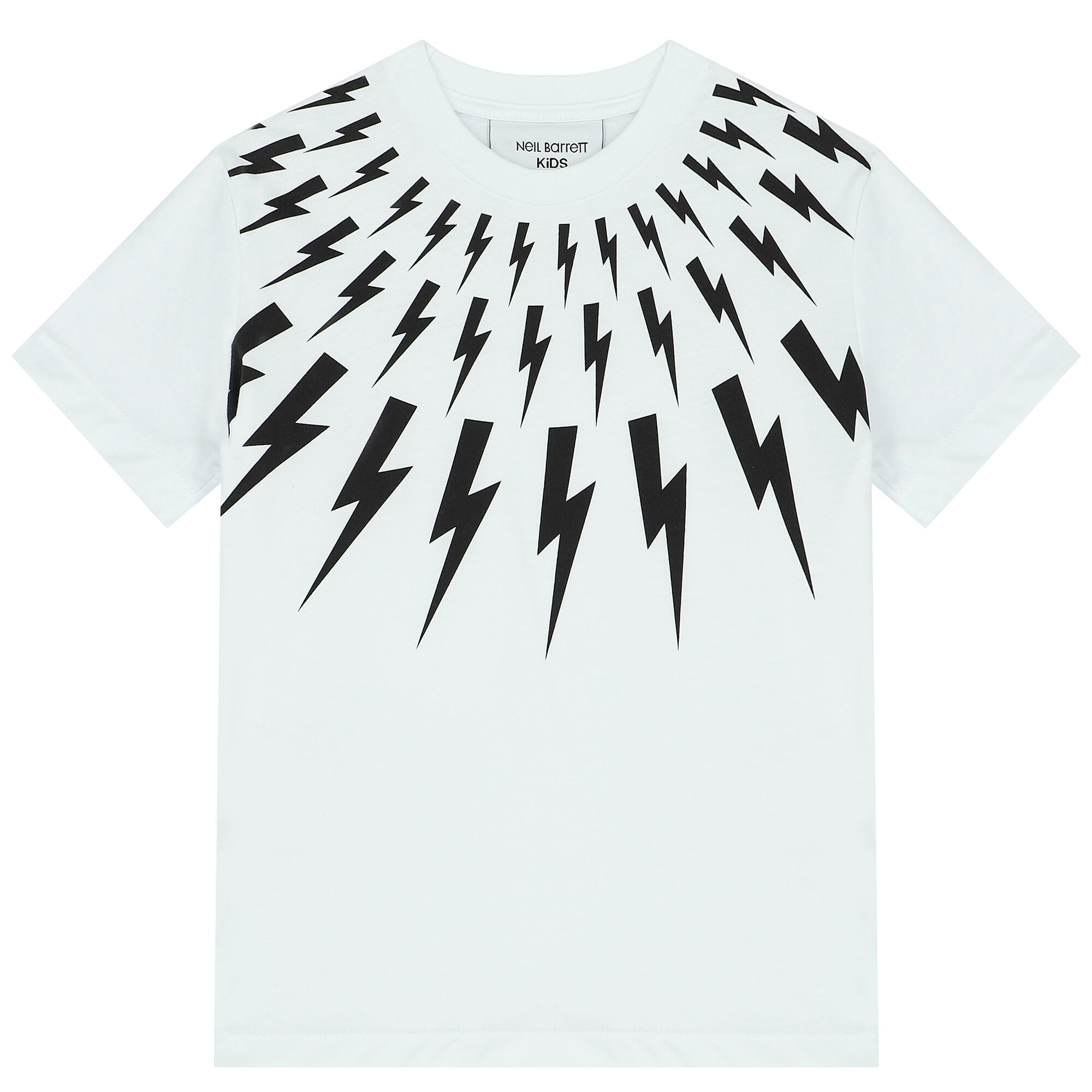 Neil Barrett Boys White & Black Thunderbolt T-Shirt | Junior Couture