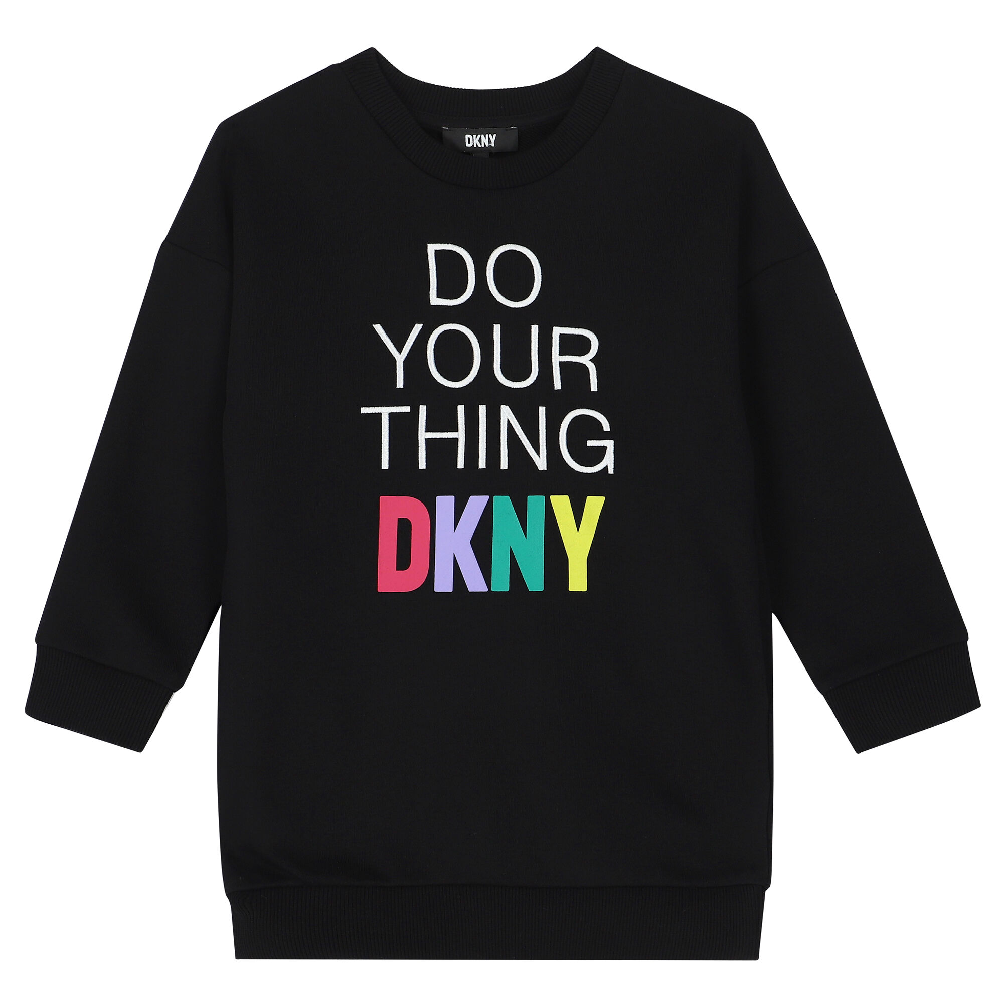 DKNY Girls Black Logo Sweatshirt Dress Junior Couture USA