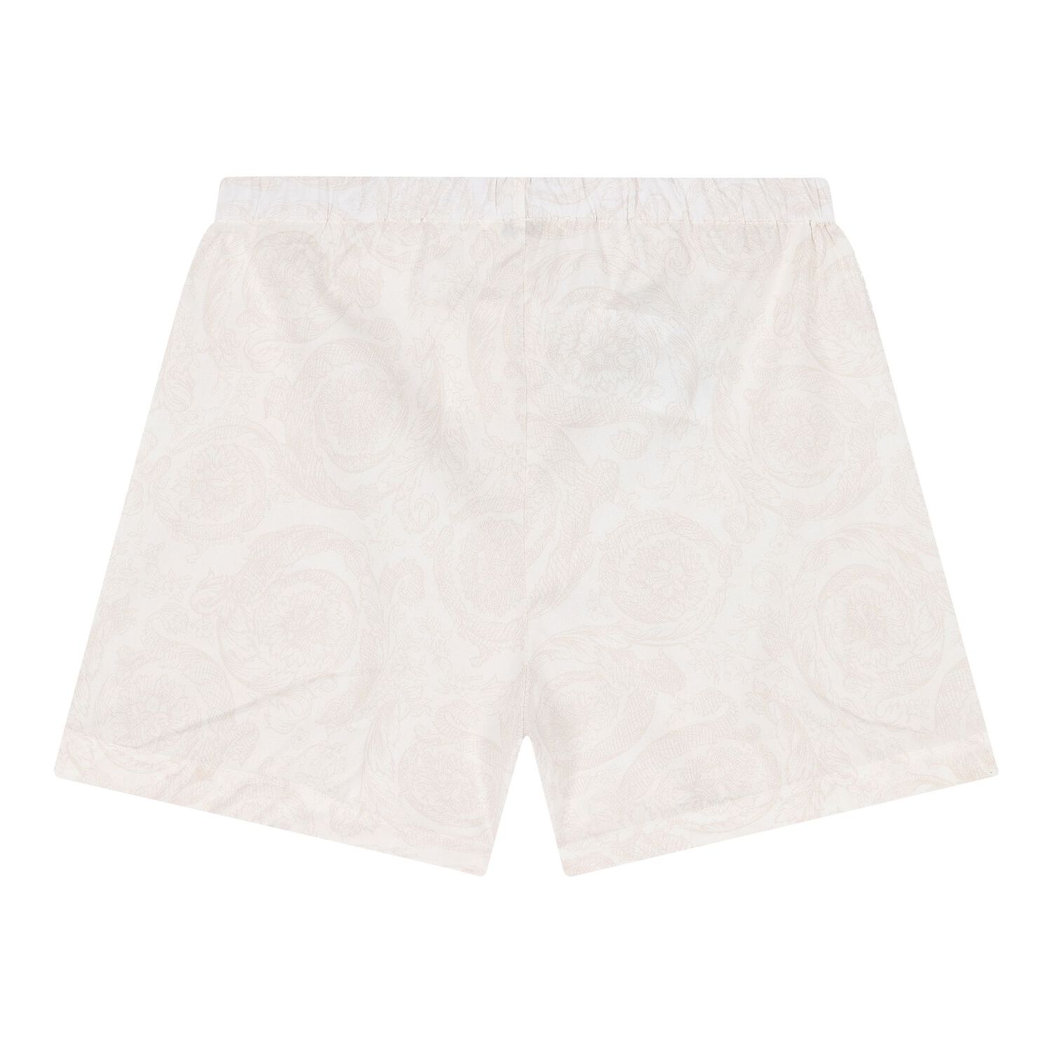 Baby White & Beige Barocco Shorts Set, 1, hi-res
